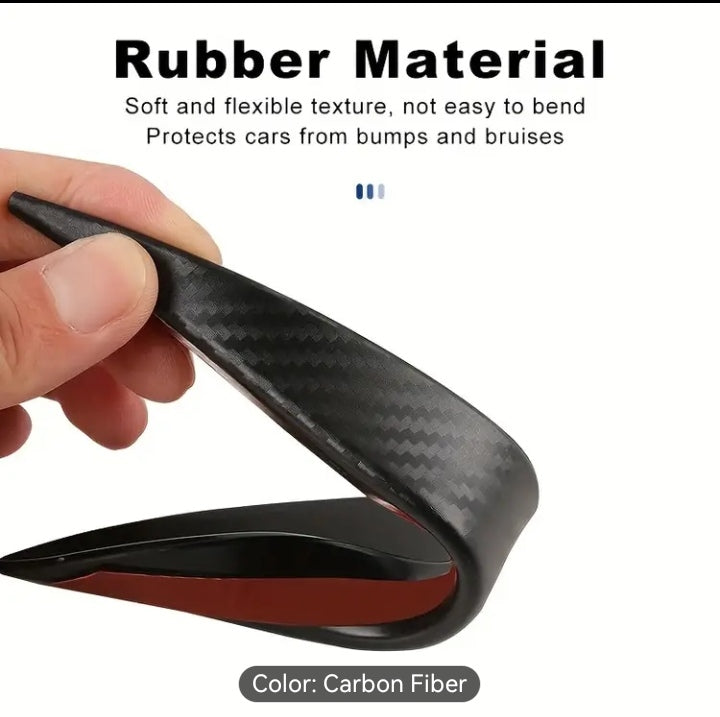 Shaped spoilers and wind knives for car bumper protection