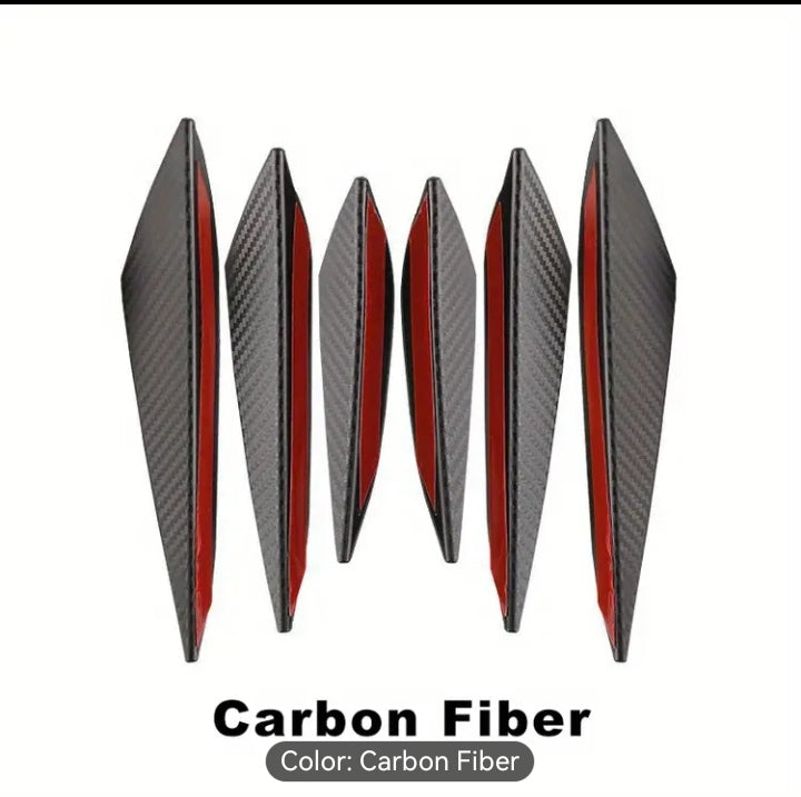 Shaped spoilers and wind knives for car bumper protection